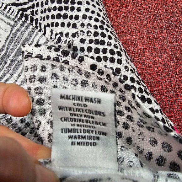 HABITAT Art to Live In Linen Women Top Geometric Print Pullover Large Relaxed - Picture 9 of 9